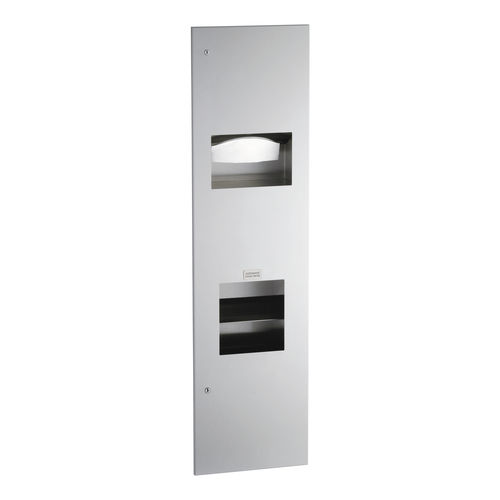 Dispenser de papel toalha de parede - B-38033 TRIMLINESERIES&trade; - Bobrick Washroom Equipment - metálico / com lixeira integrada / com secador de mãos integrado