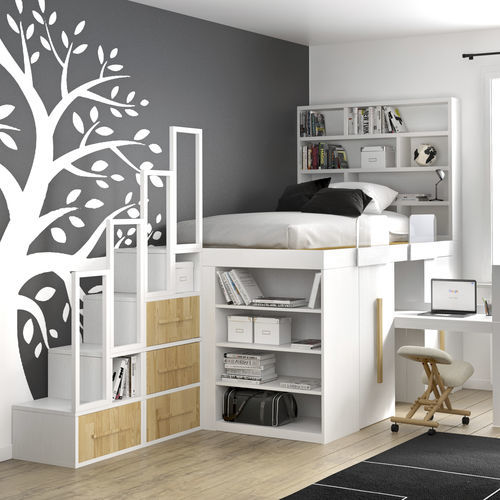 Cama multifuncional - Albero Bianco - Cinius - alta / de solteiro / contemporânea