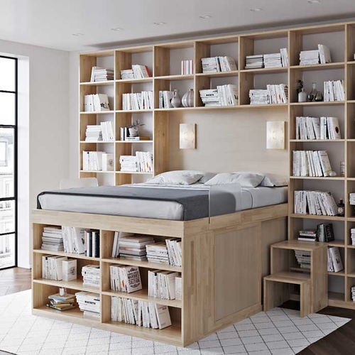 Cama de casal - BOOKCASE 3 LEVELS - Cinius - de solteiro / contemporânea / com box baú