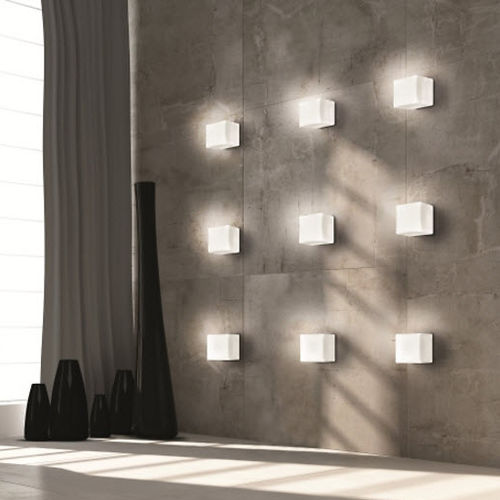 Arandela contemporânea - CUBI P-PL 11 - Leucos srl - para ambiente interno / em vidro soprado / quadrada