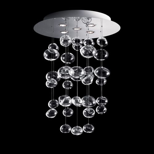 Lustre contemporâneo - ETHER S - Leucos srl - em aço polido / da linha comercial / em cascata