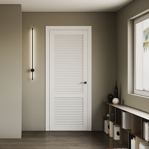 Porta interna - BLANC LOUVERED FEEL - BARAUSSE - com folheado de madeira / de abrir / contemporânea