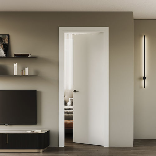 Porta interna - BLANC FEEL - BARAUSSE - com folheado de madeira / de abrir / contemporânea