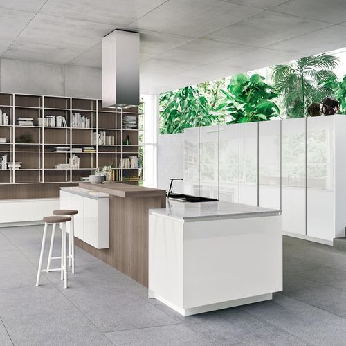 Cozinha contemporânea - Way - SNAIDERO RINO SPA - com folheado de madeira / em alumínio anodizado / em ABS