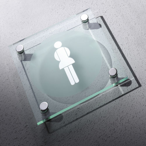 Placa de identificação de parede - PROJECT PICTOGRAM - Shopkit - em vidro / para instalações sanitárias