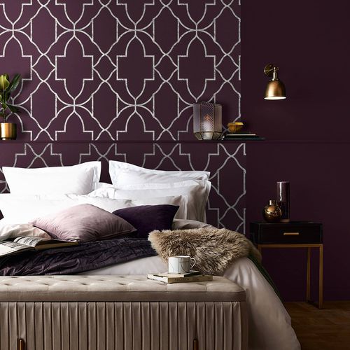Papel de parede contemporâneo - VERSAILLES AMETHYST - Graham & Brown - geométrico / efeito de tecido / violeta