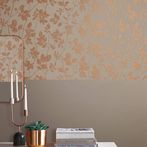 Papel de parede de estilo - LUNA NATURAL - Graham & Brown - floral / efeito de tecido / bege