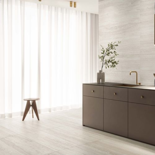 Placas de revestimento em grés porcelanato - Pietra Tiburtina Aventino Cross - Casalgrande Padana - fosca / com acabamento natural / lisa