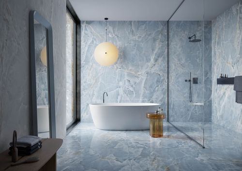Placas de revestimento em grés porcelanato - Alabastri Blue - Casalgrande Padana - para ambiente interno / de piso / efeito de mármore