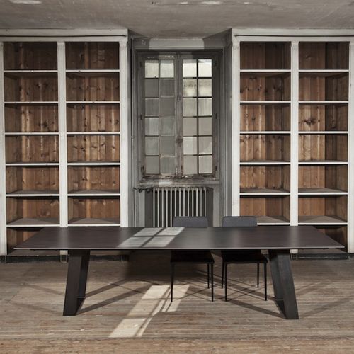 Mesa de jantar contemporânea - PARALOG - TRISS - em aço / em cerâmica / em ardósia