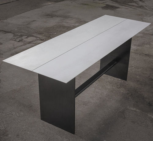 Mesa alta contemporânea - LINEAL - TRISS - em aço / em cerâmica / retangular