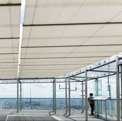 Manta impermeabilizante com proteção contra UV - SOLTIS 502 PROOF  - Serge Ferrari ARCHITECTURE - para estrutura tensionada / para marquise / para persiana interna