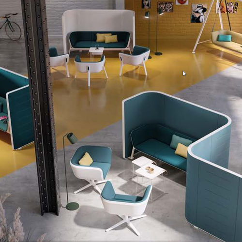 Separador de estações de trabalho de piso - HUB - Interstuhl Büromöbel GmbH & Co. KG - em tecido / modular / amarelo