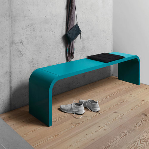 Banco para vestiário contemporâneo - M 11 - Müller - em chapa de aço / laminado / em linóleo