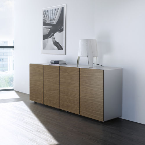 Armário de arquivo baixo - STAR - Renz - com folheado de madeira / laminado / com porta de abrir