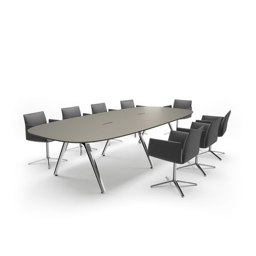 Mesa de conferências contemporânea - CONVO - Renz - com folheado de madeira / com base em alumínio / retangular
