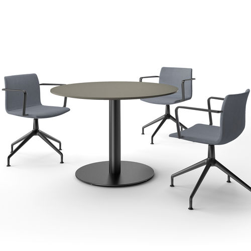 Mesa de reunião contemporânea - UPSITE - Renz - com folheado de madeira / em laminado / com base metálica