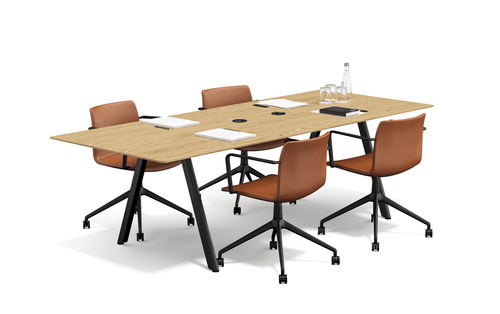 Mesa de reunião contemporânea - SLIDE - Renz - com folheado de madeira / em carvalho / em laminado