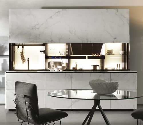 Cozinha contemporânea - Artematica Vitrum Mimesis - VALCUCINE - em vidro / sem puxadores / branca