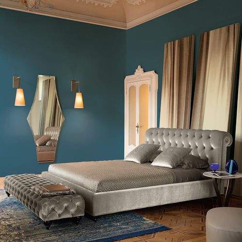 Cama de casal - ALFRED - Alberta - Chesterfield / estofada / com cabeceira