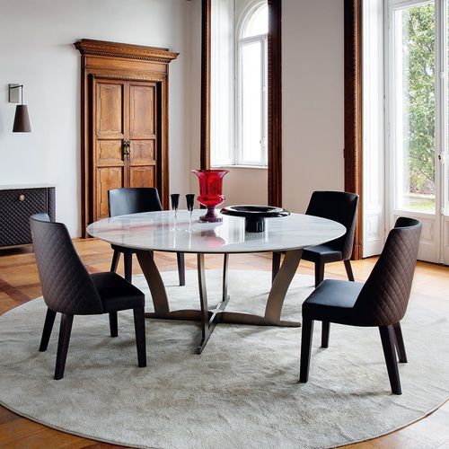 Mesa de jantar contemporânea - BOGART - Alberta - em mármore / com base metálica / retangular