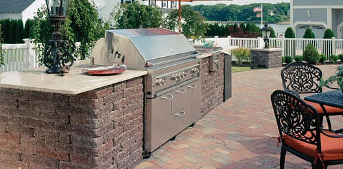 Cozinha para ambiente externo - Aquarama Aquatech - de estilo industrial / em aço / com pegas