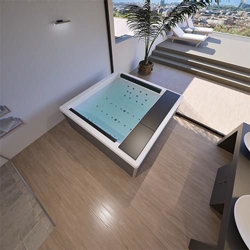 Spa acima do piso - QUANTUM - Aquavia Spa - quadrado / retangular / de 3 lugares