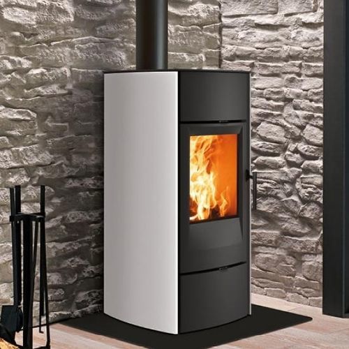 Salamandra a lenha - E530  - Piazzetta - 8,5 kW / de instalação livre / contemporânea