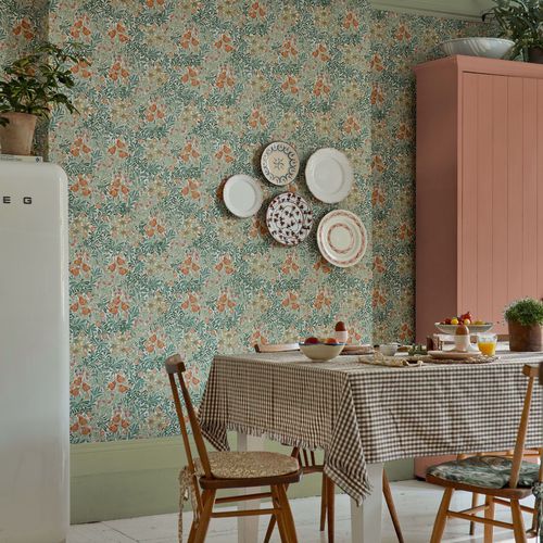 Papel de parede contemporâneo - BOWER - MORRIS & Co. - com padrão floral / efeito papel de parede / multicores