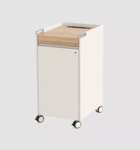 Módulo de gavetas para escritório móvel - T-CADDY - Bene GmbH - metálico / com 3 gavetas / com porta de abrir