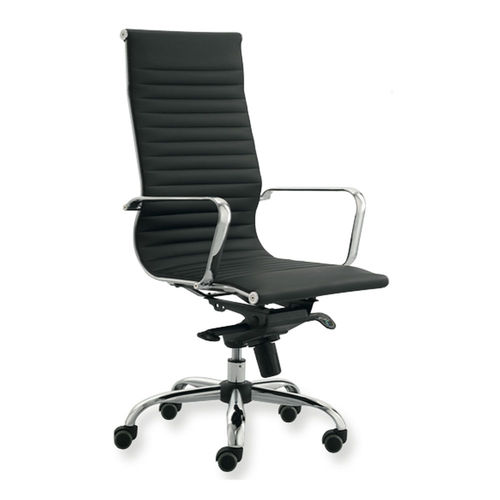 Cadeira executiva contemporânea - UF 558 A - DRIGANI SRL - em couro / em metal cromado / com encosto alto