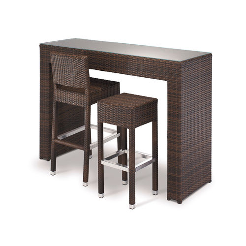 Mesa alta contemporânea - FT 2022 - DRIGANI SRL - em vidro temperado / com base em alumínio / retangular