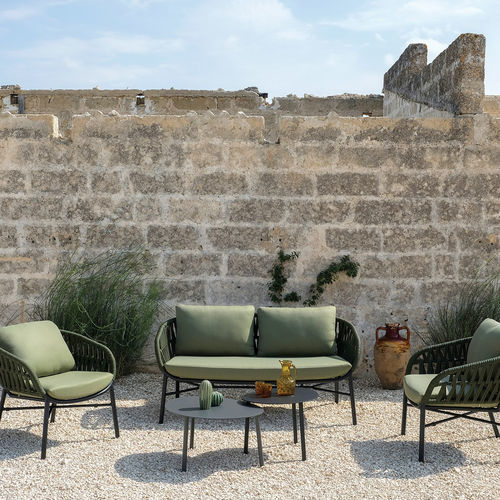 Sofá contemporâneo - drop - DRIGANI SRL - de jardim / em Textilene® / em corda