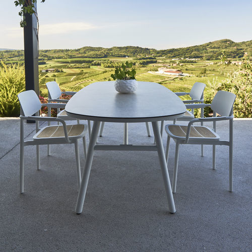 Mesa contemporânea - MANILA - DRIGANI SRL - em cerâmica / com base em alumínio / com base de aço revestido a pó