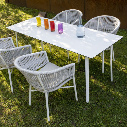 Mesa contemporânea - BAHIA - DRIGANI SRL - em HPL / com base metálica / retangular