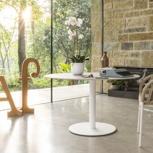 Mesa contemporânea - METROPOLITAN  - DRIGANI SRL - em chapa / com base metálica / redonda
