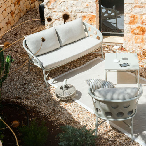Sofá contemporâneo - BUBBLE - DRIGANI SRL - para ambiente externo / em tecido / em alumínio