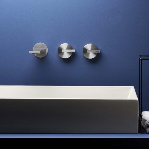 Misturador bicomando para lavatório - PR50AJ201INOX - Ritmonio Rubinetterie Srl - de parede / de embutir / em aço inoxidável
