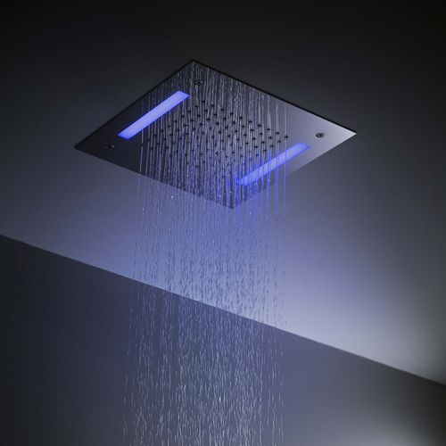 Cabeça de chuveiro de embutir no teto - 75IP05LUC - Ritmonio Rubinetterie Srl - quadrada / tipo chuva / com cromoterapia