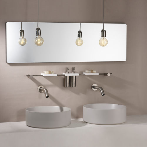 Misturador monocomando para lavatório - PR56CA2E1IX - Ritmonio Rubinetterie Srl - de parede / eletrônico / em latão escovado