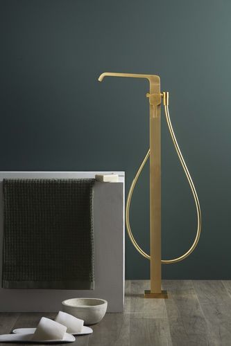 Misturador monocomando para banheira - PR35DD201GOX+PR35MC101GOX - Ritmonio Rubinetterie Srl - de piso / em latão cromado / para ambiente interno