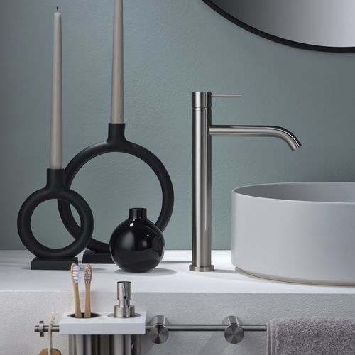 Misturador monocomando para lavatório - E0BA0129DSINOX - Ritmonio Rubinetterie Srl - de bancada / em inox escovado / para banheiro