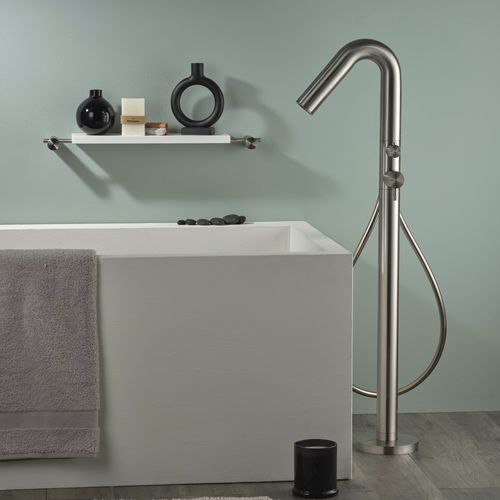 Misturador monocomando para banheira - E0BA0475INOX - Ritmonio Rubinetterie Srl - de piso / em aço inoxidável / para banheiro