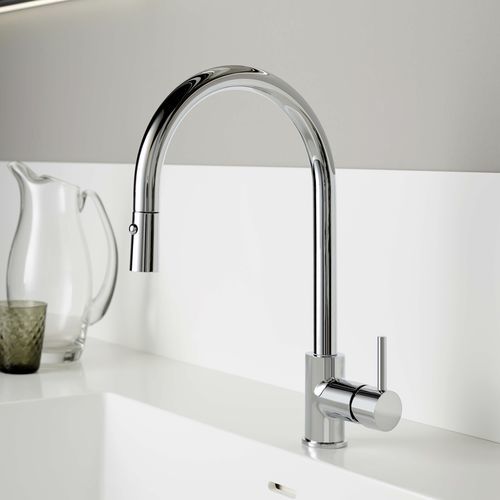 Misturador monocomando para lavatório - E0CU230CRL - Ritmonio Rubinetterie Srl - de bancada / em latão cromado / para cozinha