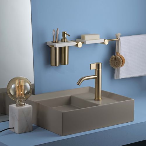 Misturador monocomando para lavatório - PR50AA211ICX - Ritmonio Rubinetterie Srl - de bancada / em aço inoxidável / para ambiente interno