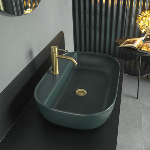 Cuba de apoio - MUSK - Scarabeo Ceramiche - em cerâmica / oval / 1 furo