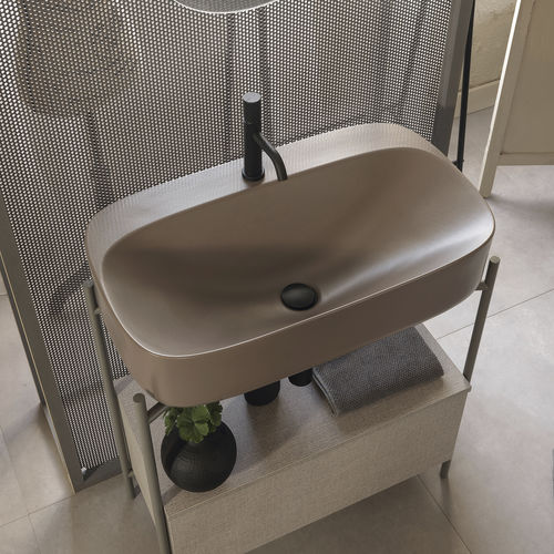 Cuba de apoio - SAND - Scarabeo Ceramiche - em cerâmica / oval / 1 furo