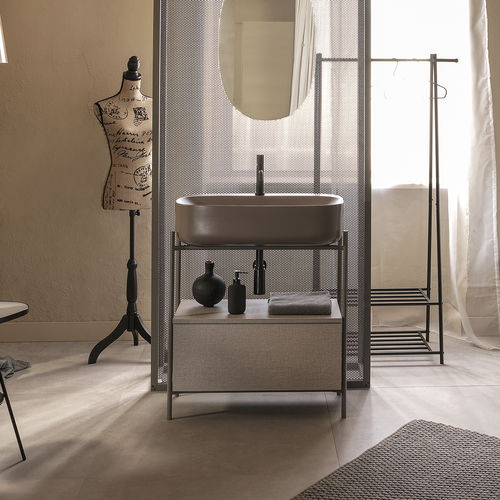Cuba consola - LAILA - Scarabeo Ceramiche - em cerâmica / com gavetas integradas / com espelho