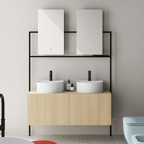 Gabinete de banheiro duplo - PICTURE: 3054 - Scarabeo Ceramiche - suspenso / em madeira / metálico