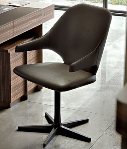 Cadeira contemporânea - EMILY - ZANABONI - para ambiente interno / em couro / com base metálica
